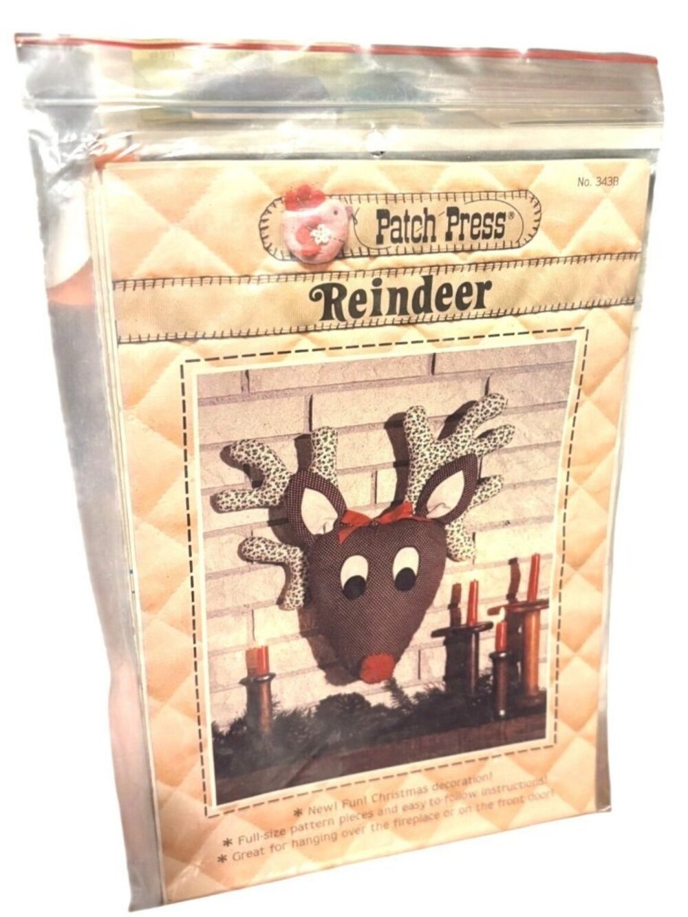 Vintage Patch Press Reindeer Sewing Pattern Christmas Decoration Wall Hang Decor